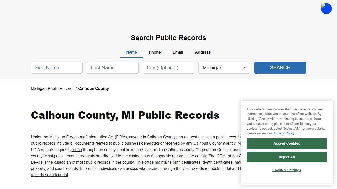 Calhoun County, MI Public Court, Arrest and Inmate Records - ThePublicIndex