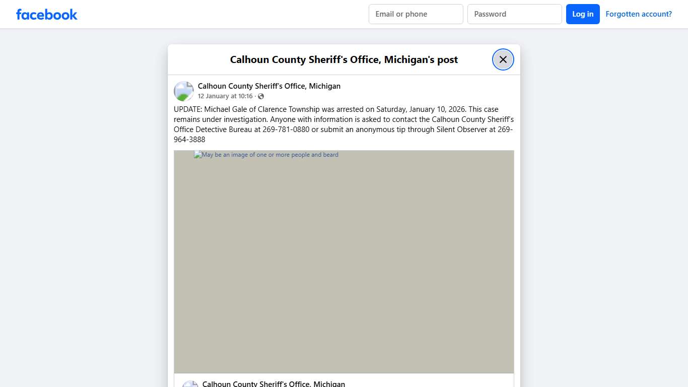 UPDATE:... - Calhoun County Sheriff's Office, Michigan Facebook